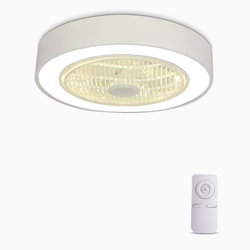 Compact Round Iron Modernized Flush Mount Bladeless Ceiling Fan With LED Lights - Lamp Outdoor