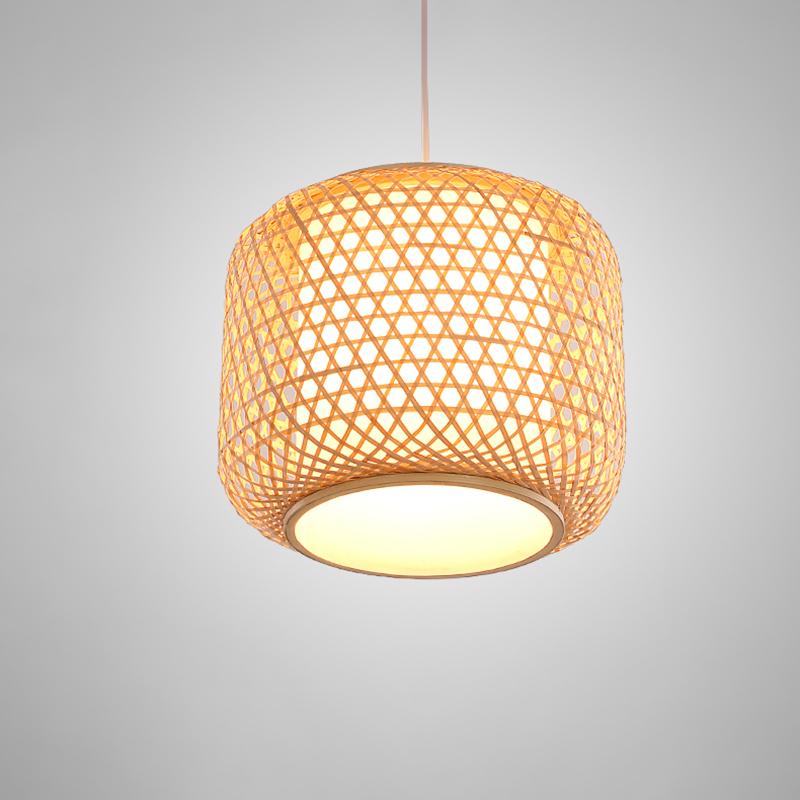 Sleek Modern-Looking Cylindrical Bamboo Pendant Light Entryway Hallway Lighting - Lamp Outdoor