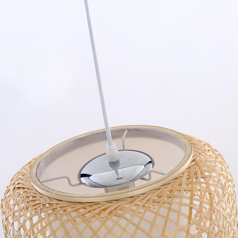 Sleek Modern-Looking Cylindrical Bamboo Pendant Light Entryway Hallway Lighting - Lamp Outdoor
