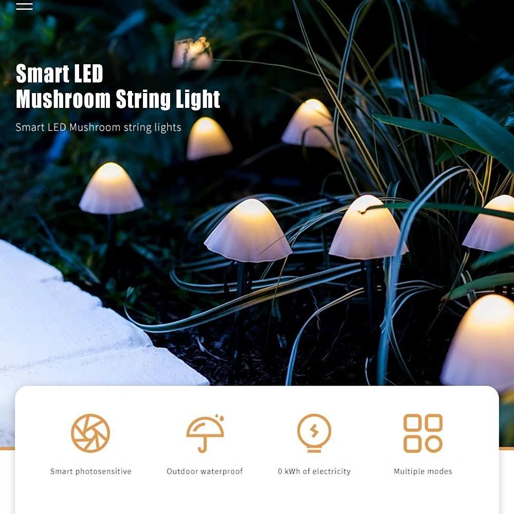 Outdoor Mini Mushroom RGB Solar 16.40 ft String Lights - Lamp Outdoor