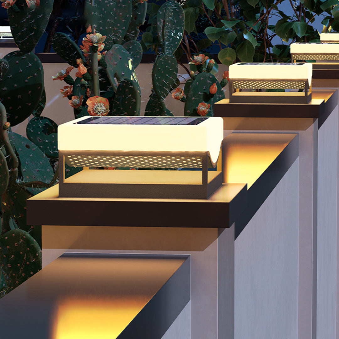 Contemporary Outdoor Pillar Lights Waterproof Solar-Powered - Lamp Outdoor
