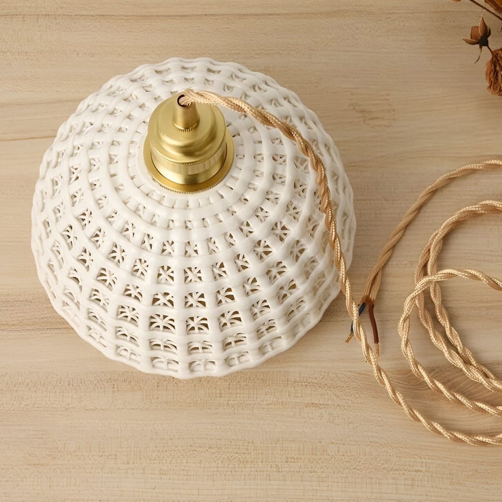 Artistic Semi Globe Ceramic Copper Pendant Light Modern Pendant Lighting - Lamp Outdoor