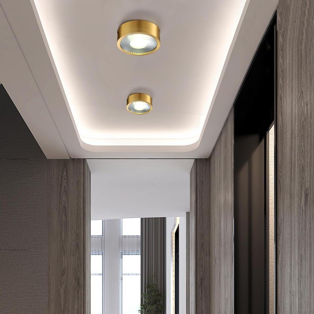 Round LED Copper Modern Ceiling Lights Flush Mount Lighting for Corridors - Lamp Outdoor