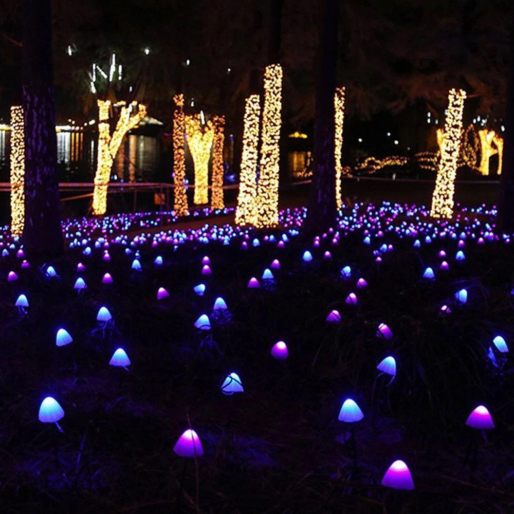Outdoor Mini Mushroom RGB Solar 16.40 ft String Lights - Lamp Outdoor