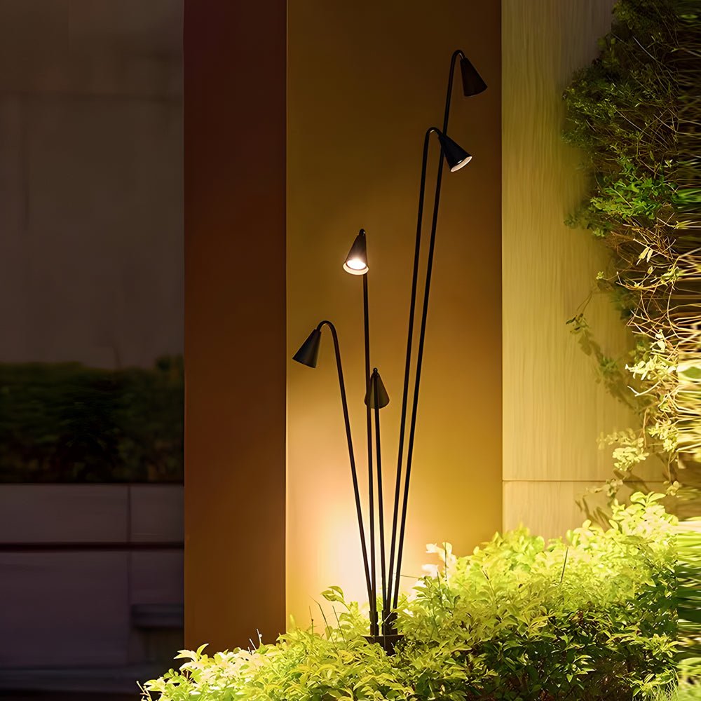 Classic Industrial Black Multi-Head LED Floor Lamp - Lamp Outdoor