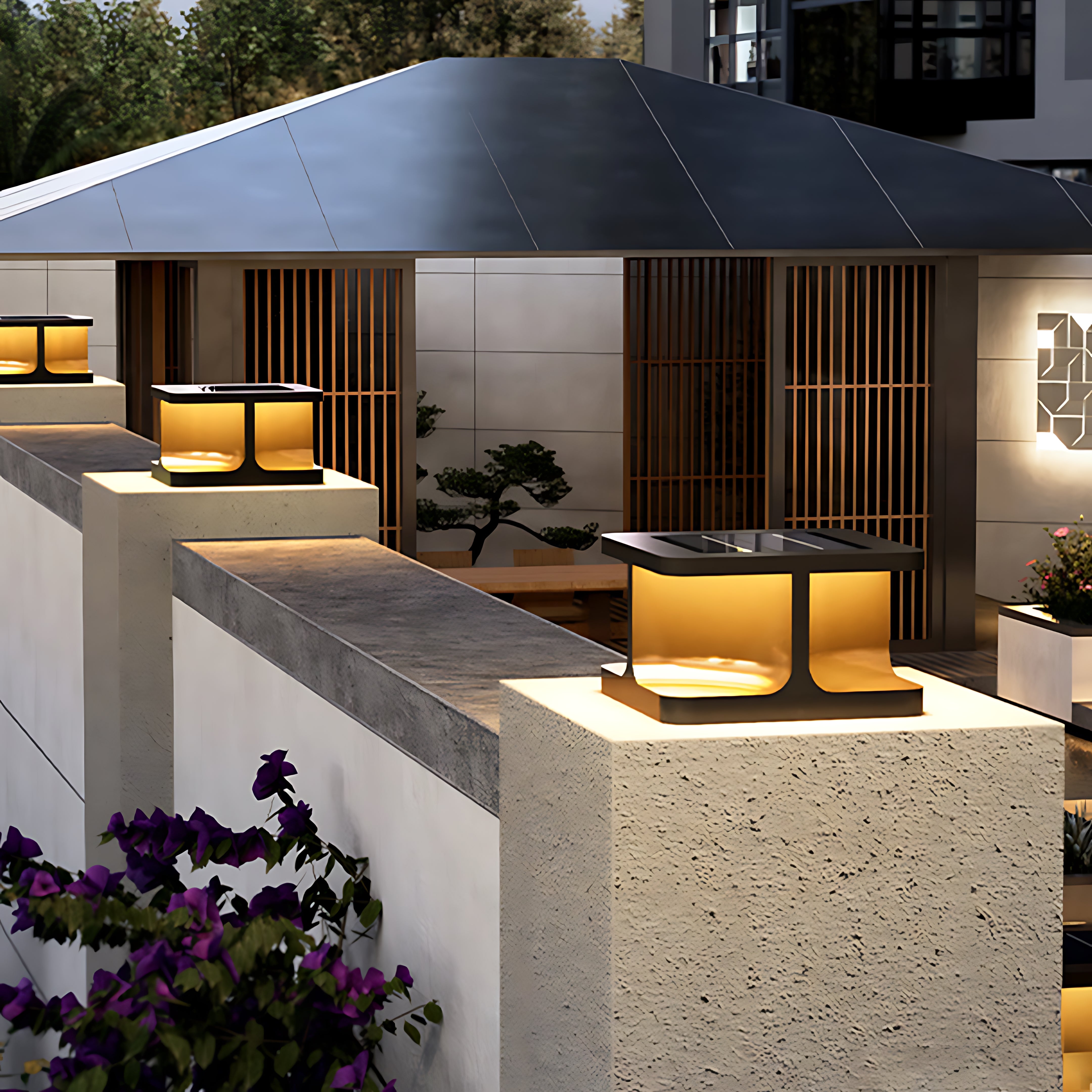 Modern Square Pillar Lights Waterproof Stainless Steel Courtyard - Lamp Outdoor