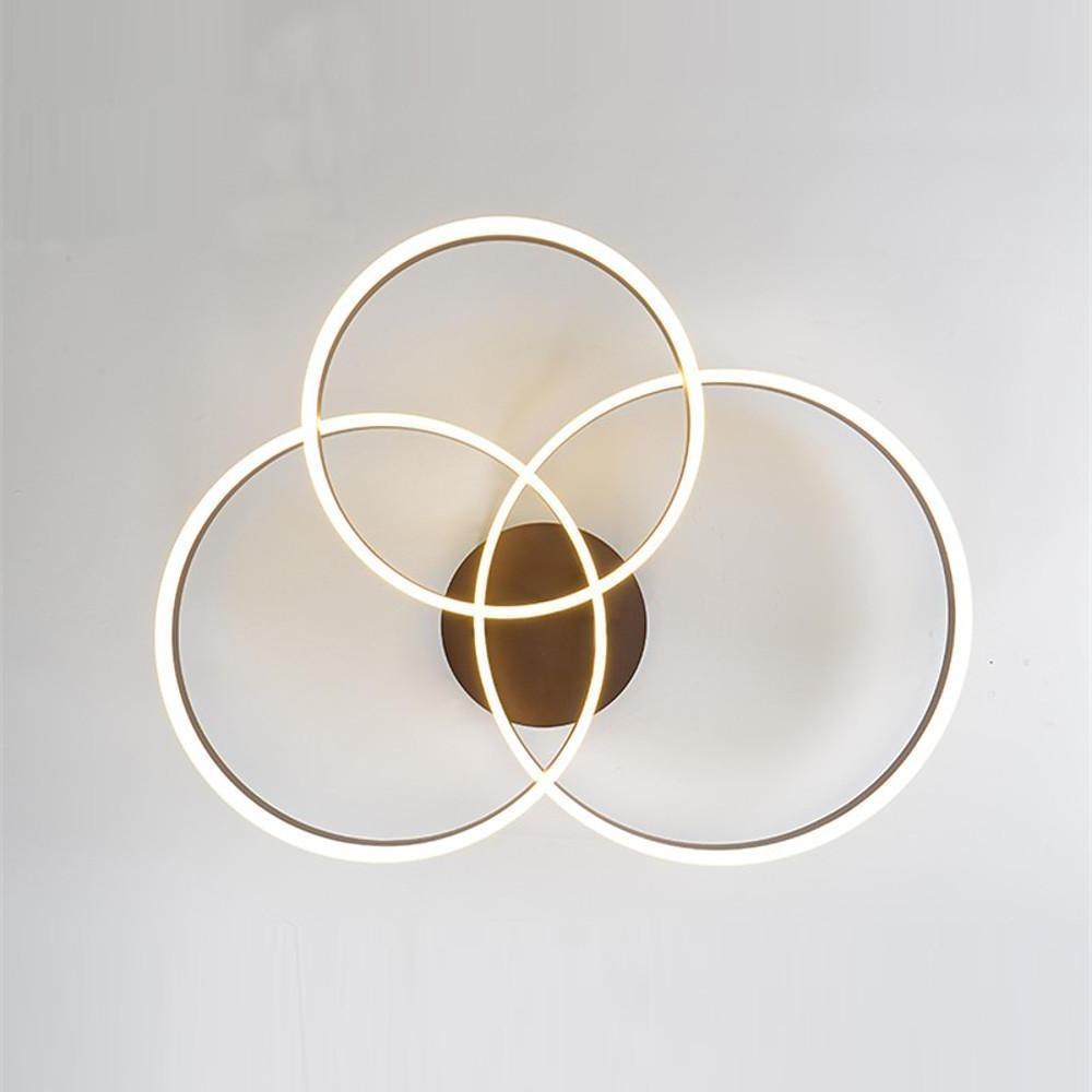 Metal Acrylic Ringed Large Flush Mount Ceiling Light with 3 Adjustable LED Lights - Lamp Outdoor