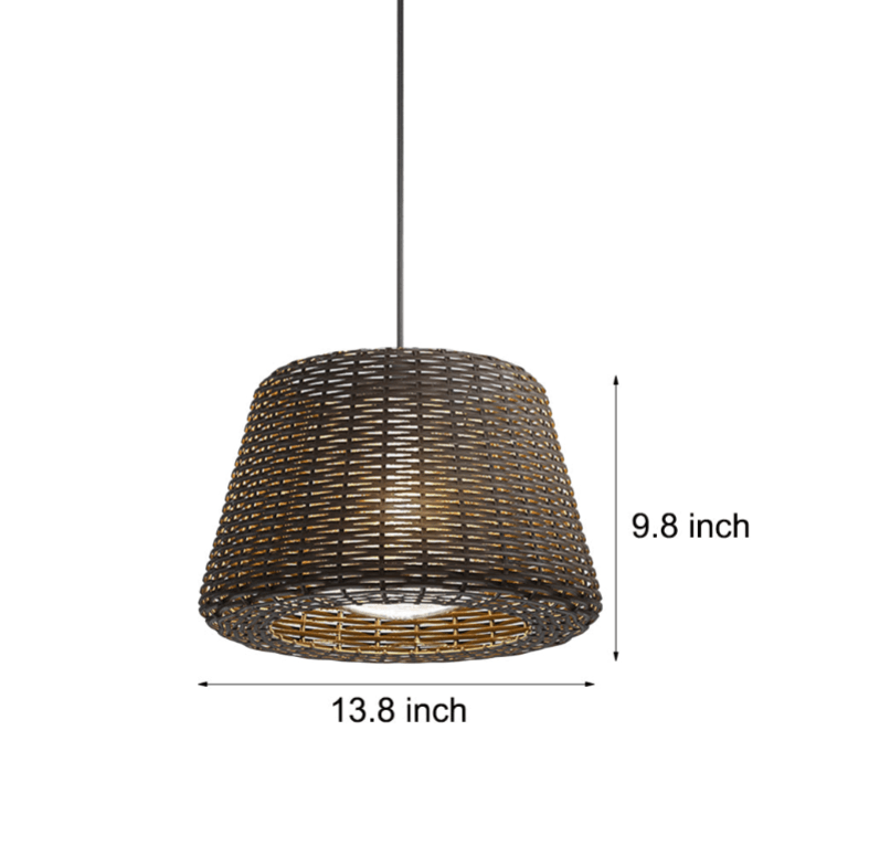 Elegant Rattan Shade LED Outdoor Floor Lamp Pendant Light with Stake and Open-Top Design - Lamp Outdoor