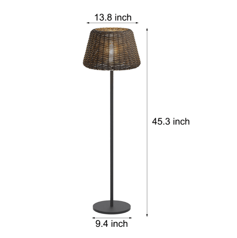 Elegant Rattan Shade LED Outdoor Floor Lamp Pendant Light with Stake and Open-Top Design - Lamp Outdoor