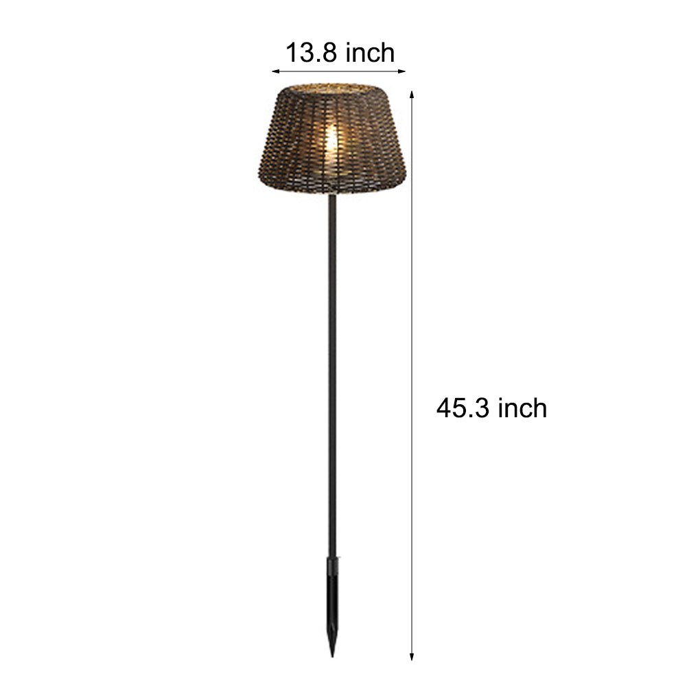 Elegant Rattan Shade LED Outdoor Floor Lamp Pendant Light with Stake and Open-Top Design - Lamp Outdoor