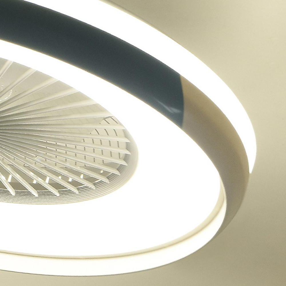 Circular Dimmable Flush Mount Bladeless Ceiling Fan with Light and Remote - Lamp Outdoor