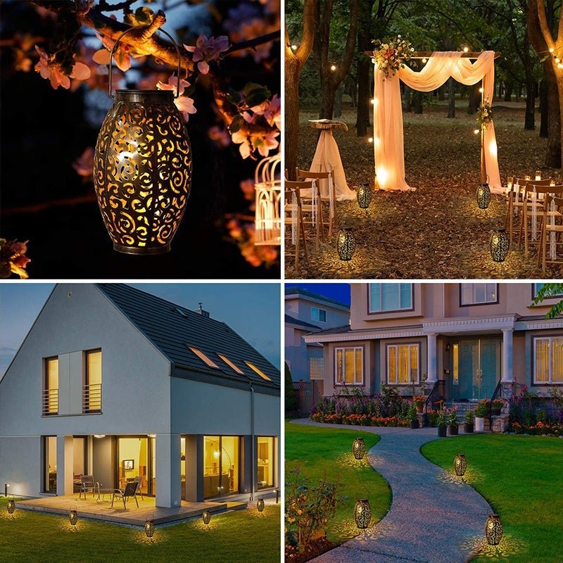 Solar Powered LED Waterproof Red Copper Antique Outdoor Lanterns Solar Lights - Lamp Outdoor