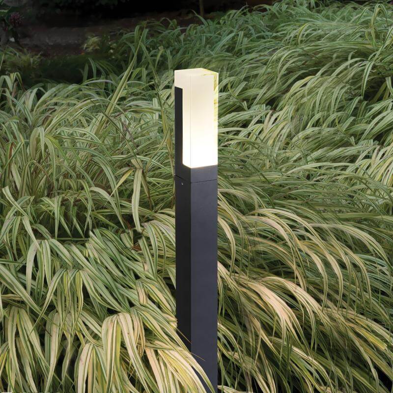 Sleek Cuboid Black Aluminum LED Bollard Lights Waterproof and Minimalist Design - Lamp Outdoor