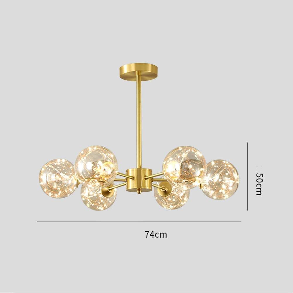 6-light LED Glass Gold Globe Chandeliers Kitchen Pendant Lighting - Lamp Outdoor