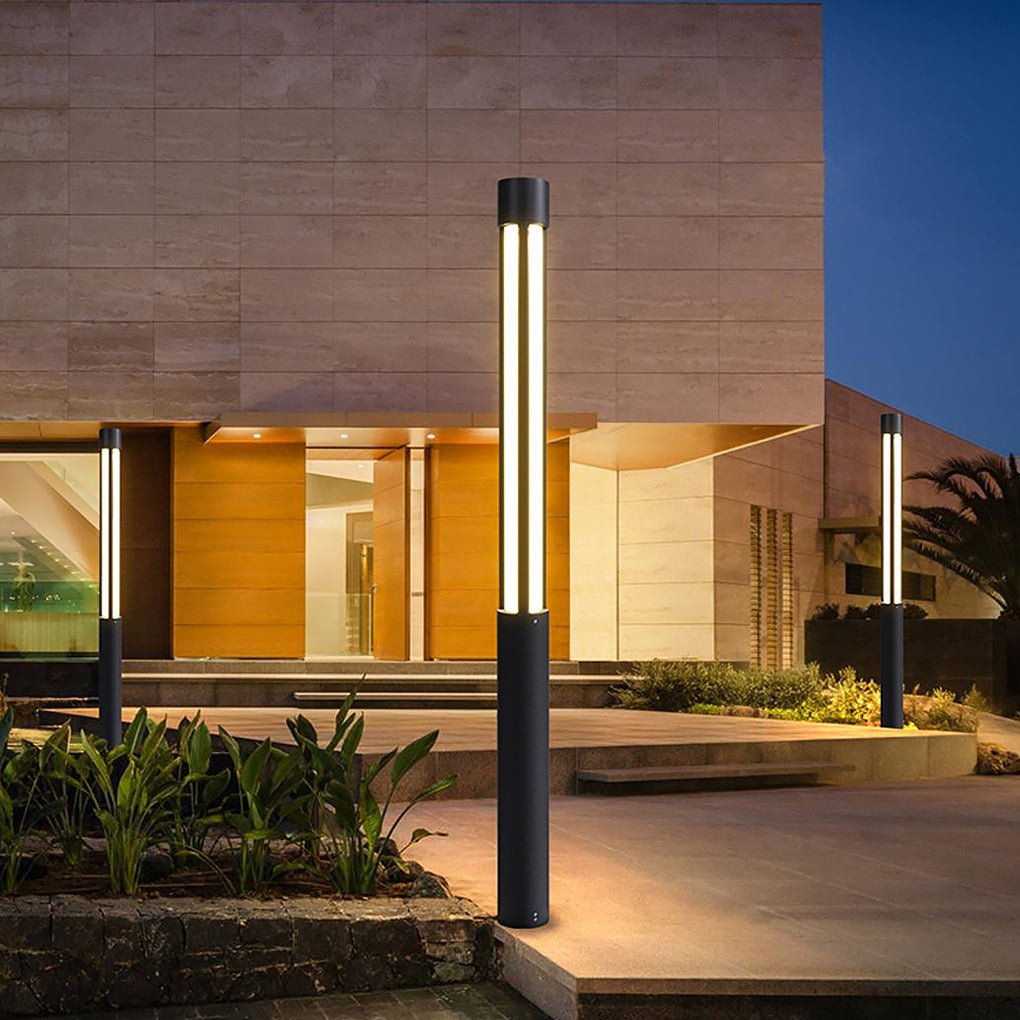 Cylinder Shaped LED Black Modern Outdoor Landscape Bollard Lights - Lamp Outdoor