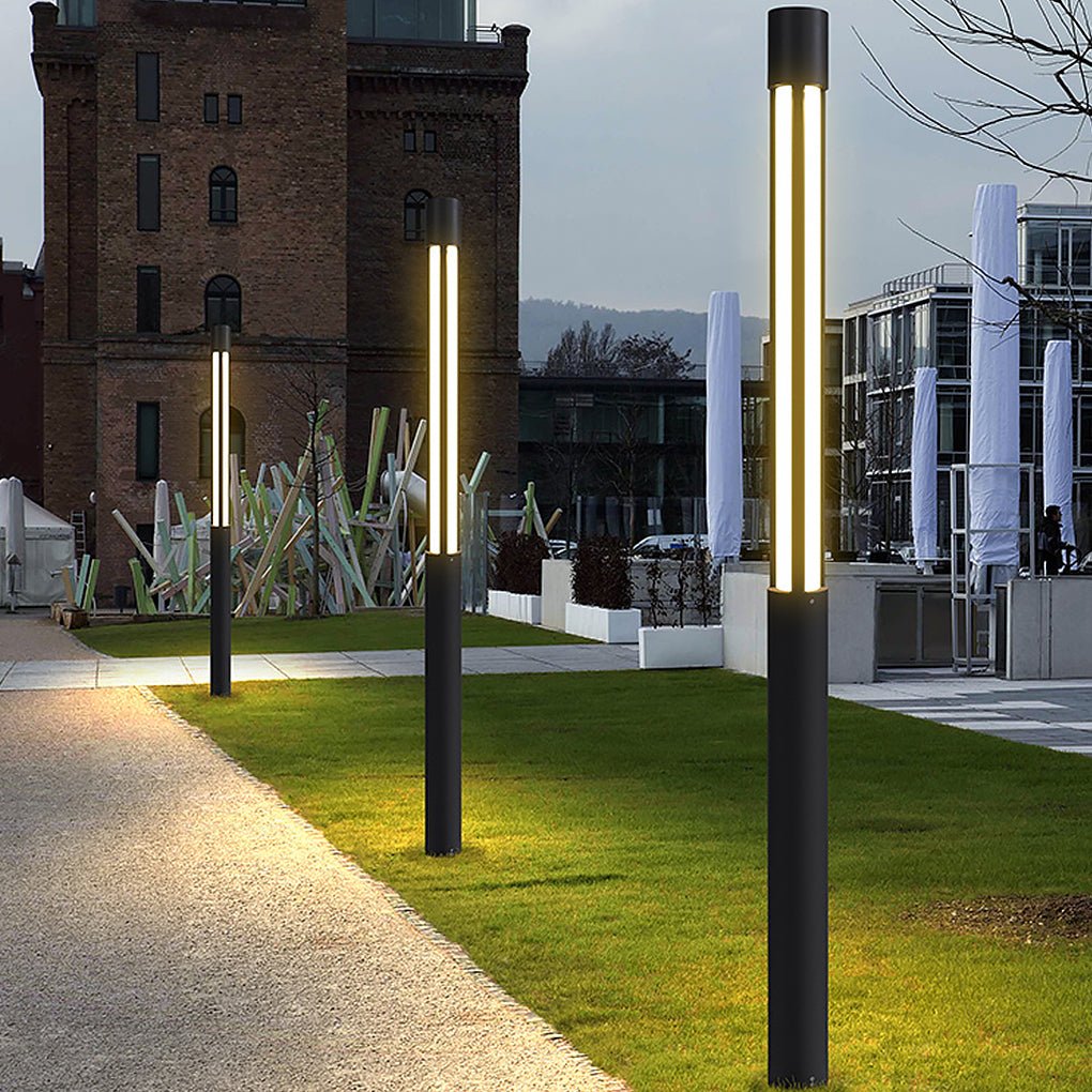 Cylinder Shaped LED Black Modern Outdoor Landscape Bollard Lights - Lamp Outdoor