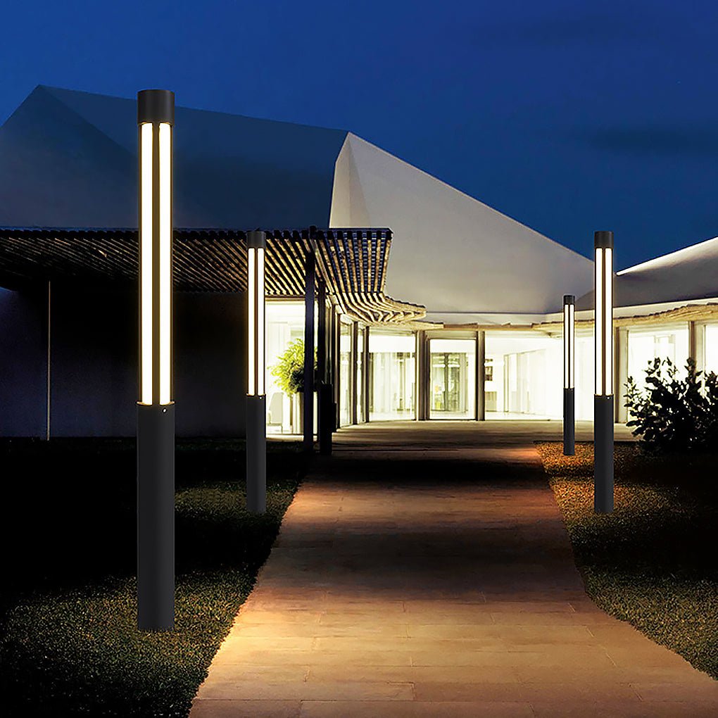 Cylinder Shaped LED Black Modern Outdoor Landscape Bollard Lights - Lamp Outdoor