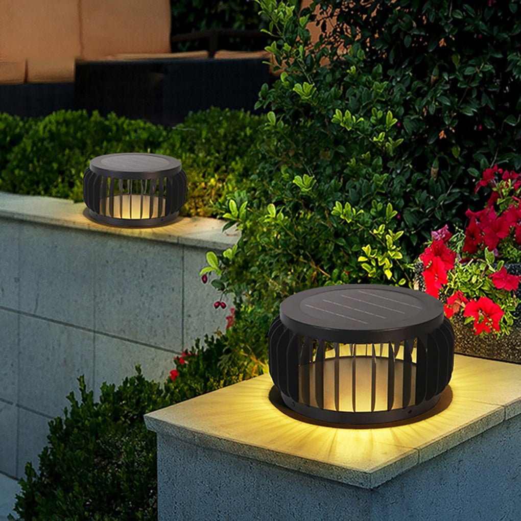 Modern Outdoor Waterproof Solar Three-color Dimming LED Garden Lamp Post Light - Lamp Outdoor