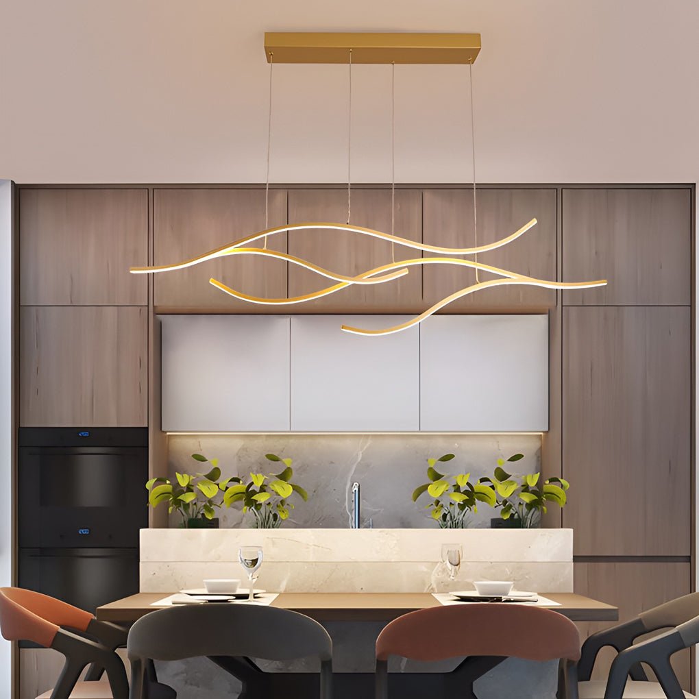 Wave Linear Hanging Branch Chandelier LED Island Ceiling Lights - Lamp Outdoor