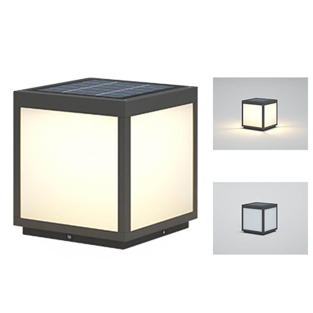 Black Square Cube Outdoor Post LED Pier Mount Light - Lamp Outdoor