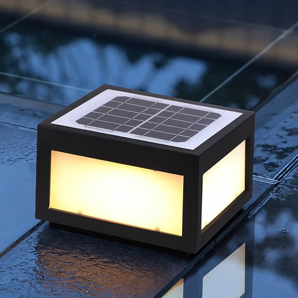 Black Square Cube Outdoor Post LED Pier Mount Light - Lamp Outdoor