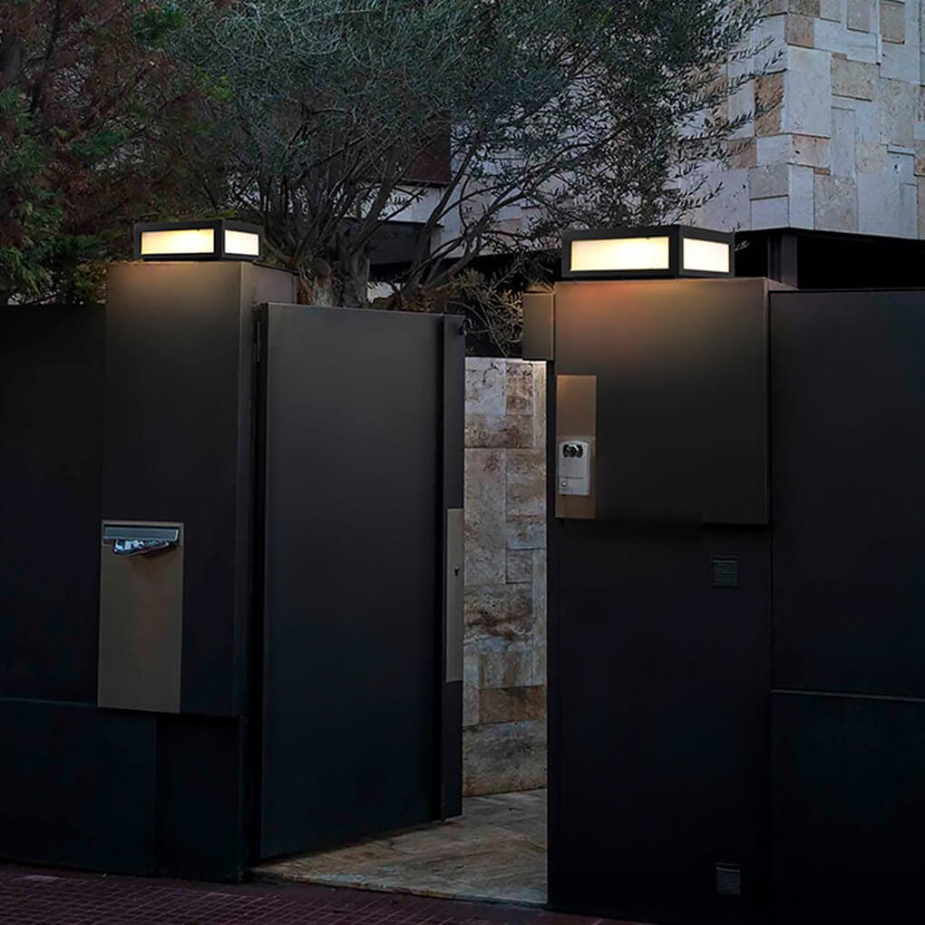 Black Square Cube Outdoor Post LED Pier Mount Light - Lamp Outdoor