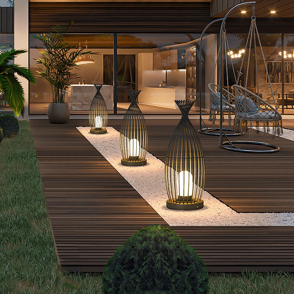 Industrial Courtyard Waterproof Caged LED Floor Lamp - Lamp Outdoor