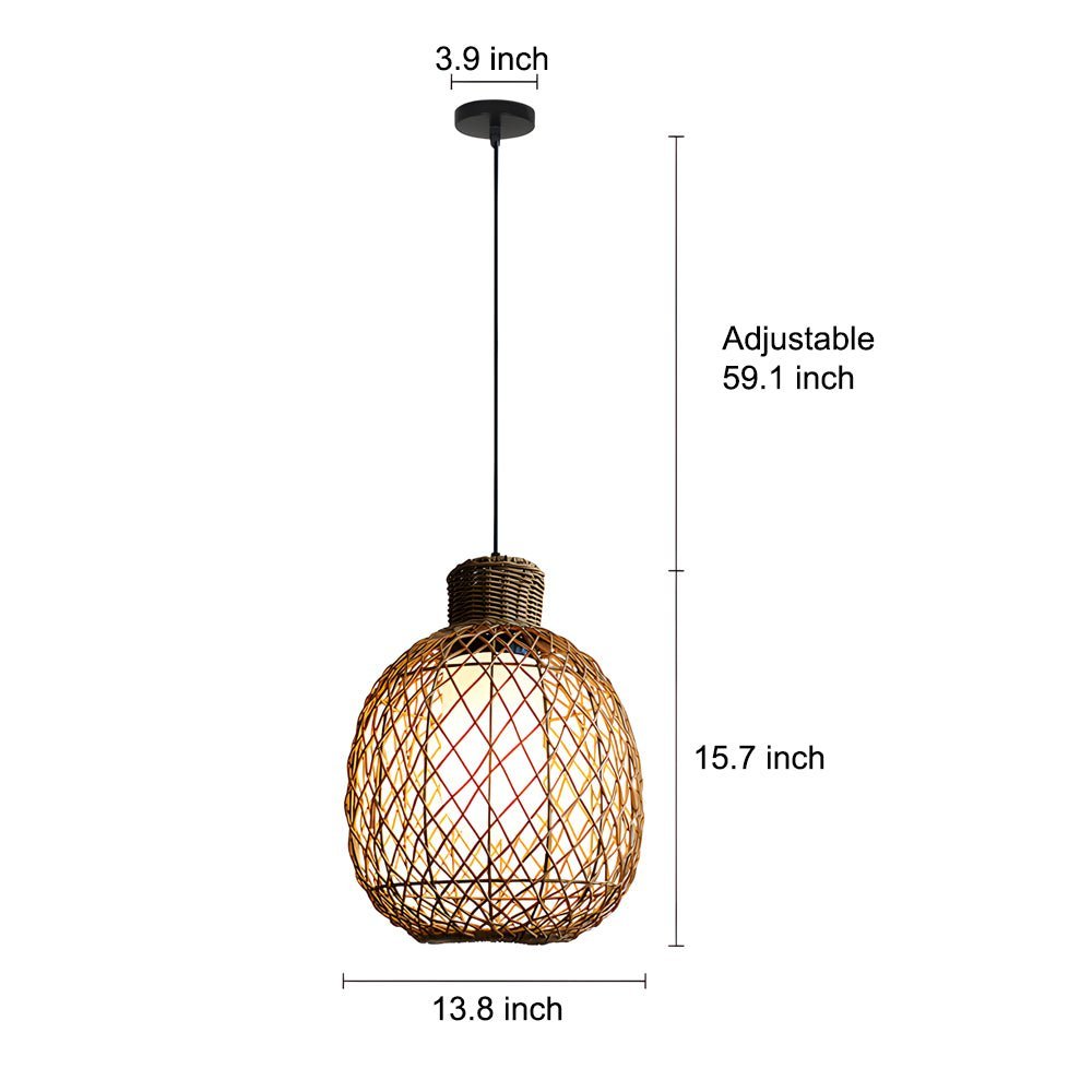 Outdoor Rattan Pendant Lights 10W Rustic Modern LED Ceiling Hanging Lantern Lights - Lamp Outdoor