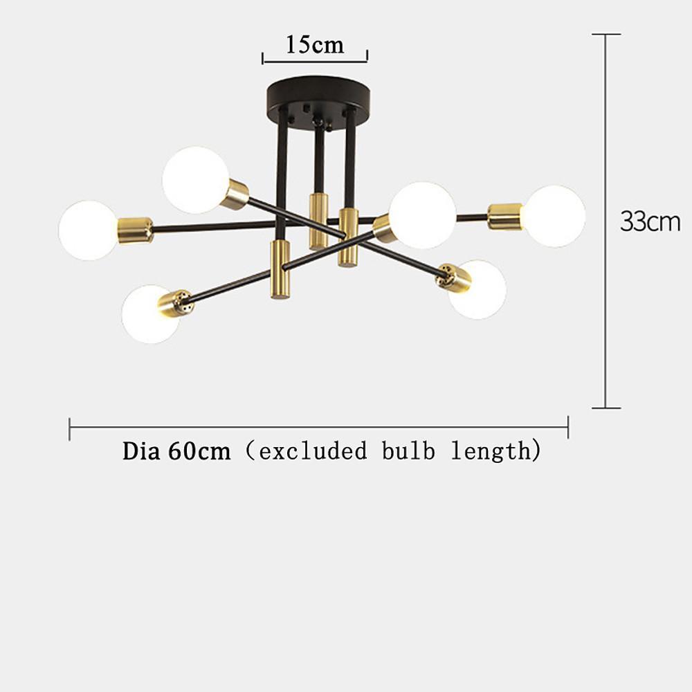 6-light LED Sputnik Design Nordic Semi-Flush Mount Lighting Chandelier - Lamp Outdoor