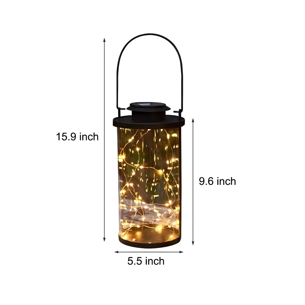 Portable Solar Lanterns - Glass Cylinder Firefly Jar LED Lights - Lamp Outdoor