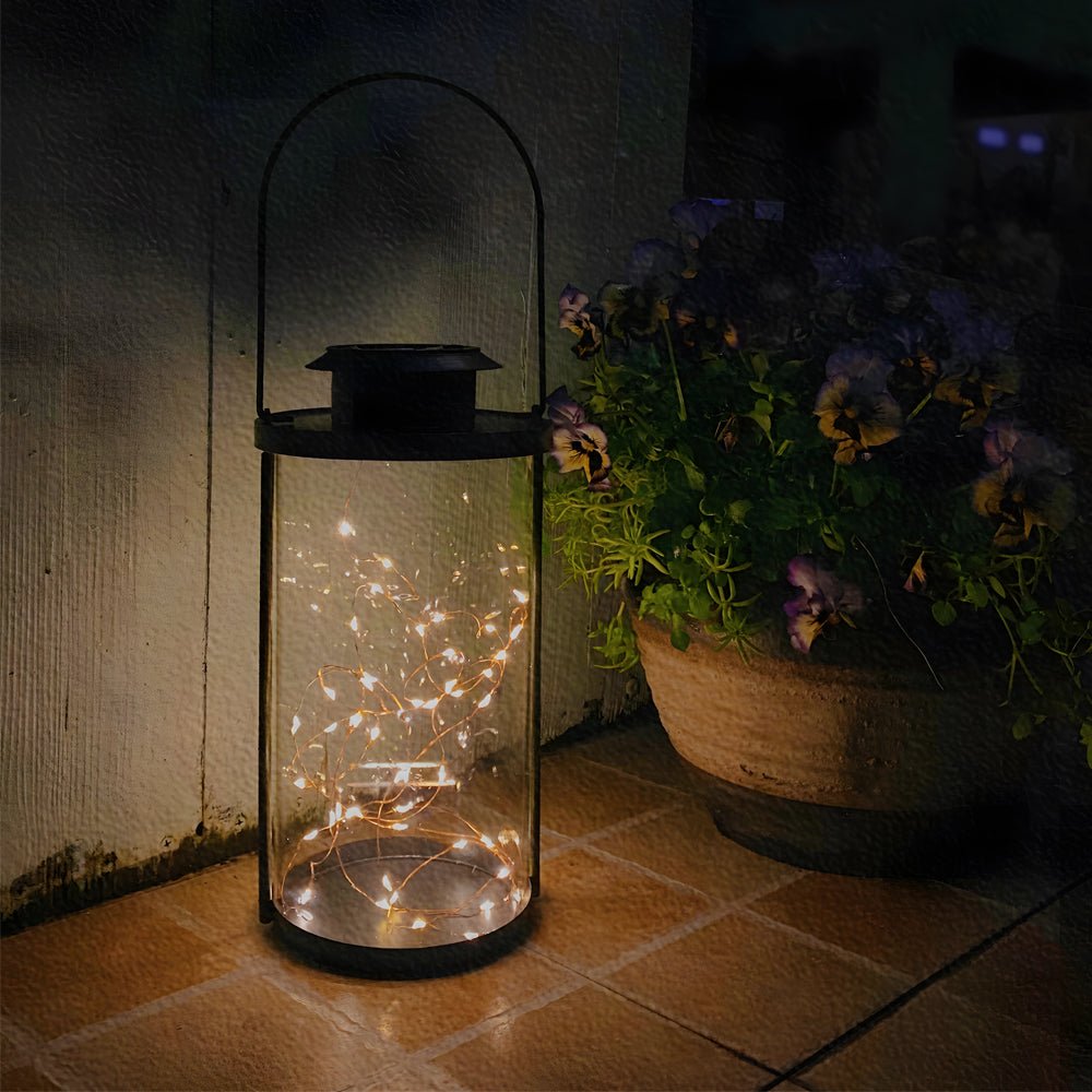 Portable Solar Lanterns - Glass Cylinder Firefly Jar LED Lights - Lamp Outdoor
