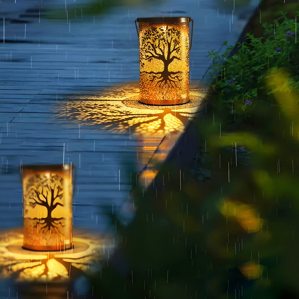 Portable Waterproof Retro Projection Tree Hanging Solar Lanterns - Lamp Outdoor