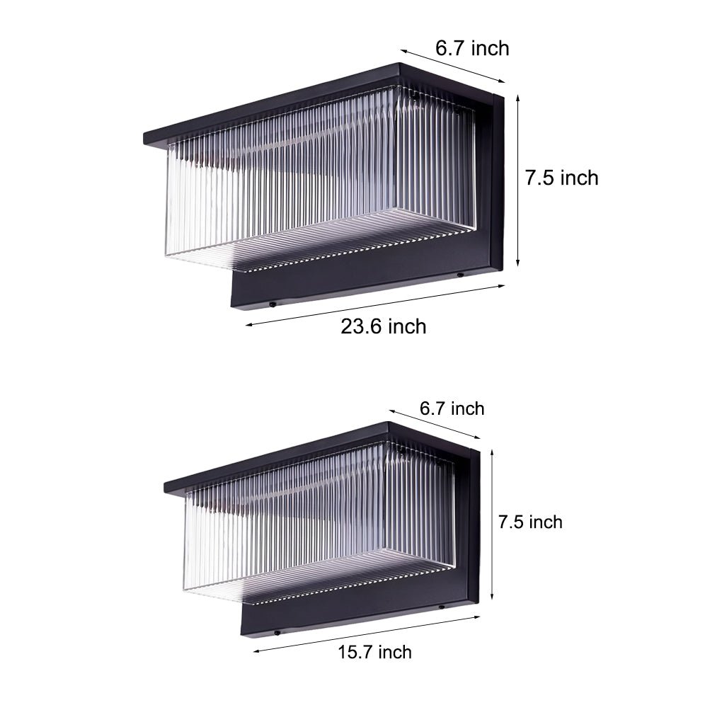 Rectangular Striped Acrylic Shade Waterproof Black Modern Solar Wall Lights - Lamp Outdoor