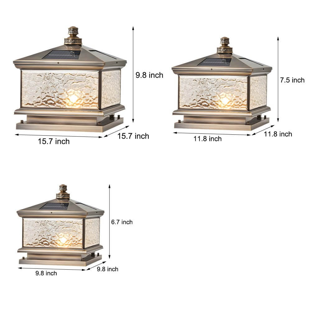 Retro Square Antique Brass Pier Mount Post Light - Lamp Outdoor