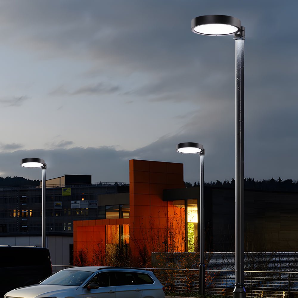 Round Waterproof Smart Remote Control LED Solar Lamp Post Top Lights - Lamp Outdoor