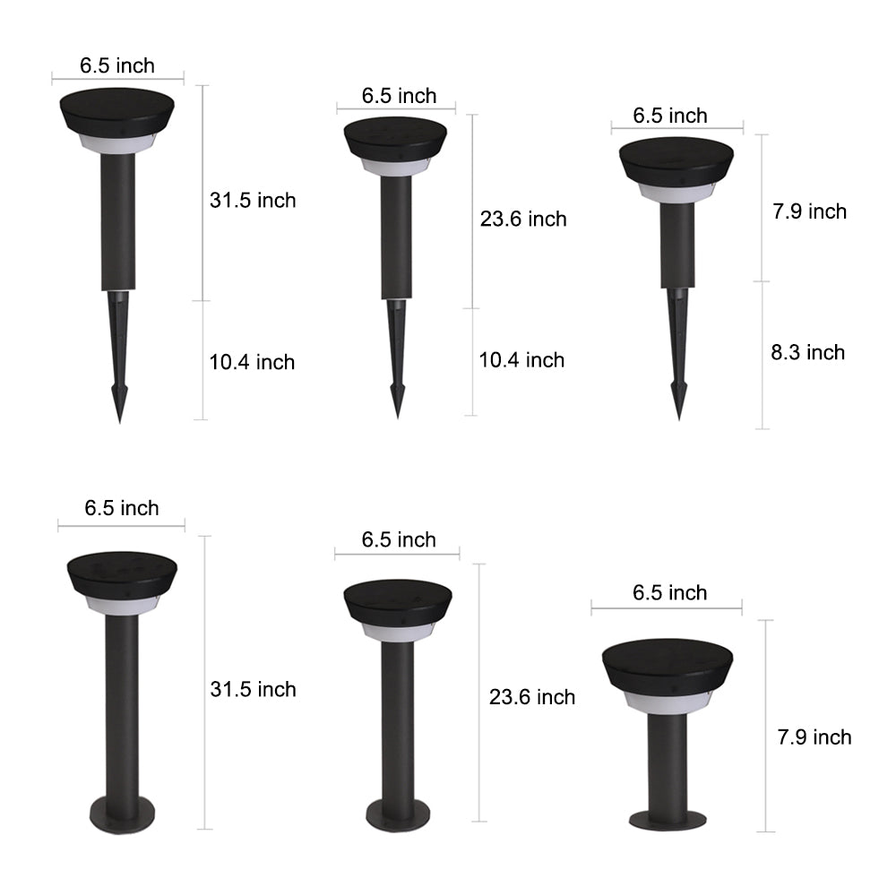 Sleek Modern Black Cylinder LED Solar Path Light with Adjustable Spike & Base - Lamp Outdoor