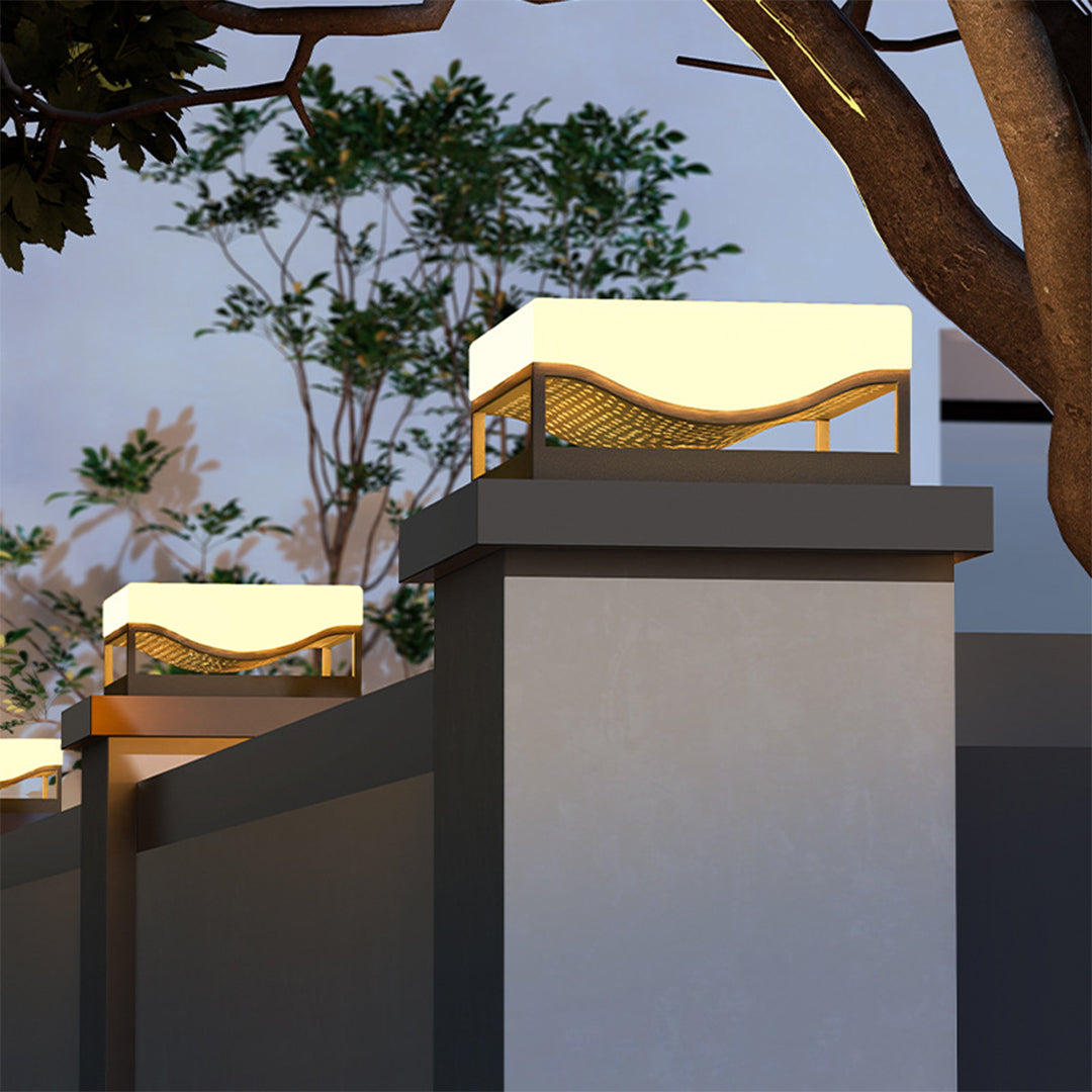 Contemporary Outdoor Pillar Lights Waterproof Solar-Powered - Lamp Outdoor