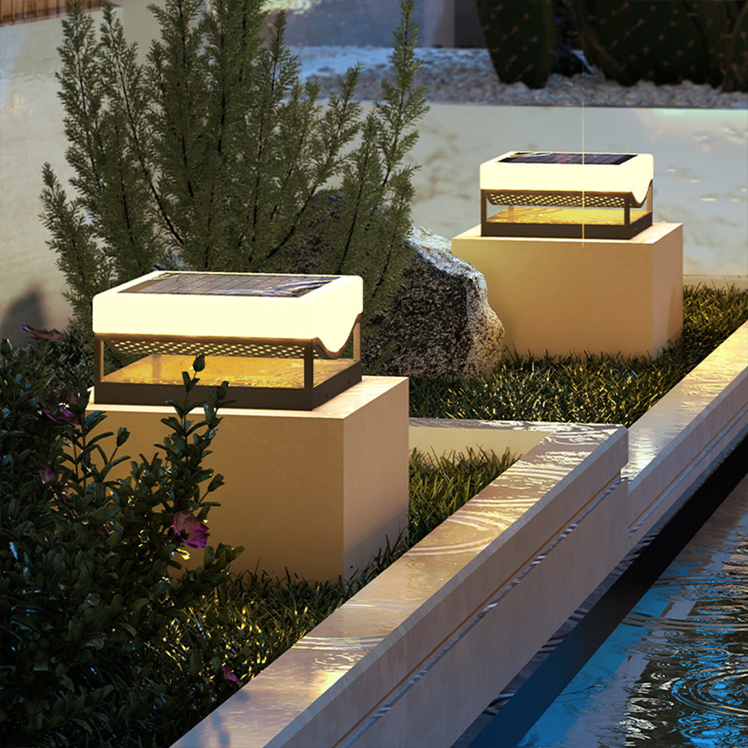 Contemporary Outdoor Pillar Lights Waterproof Solar-Powered - Lamp Outdoor