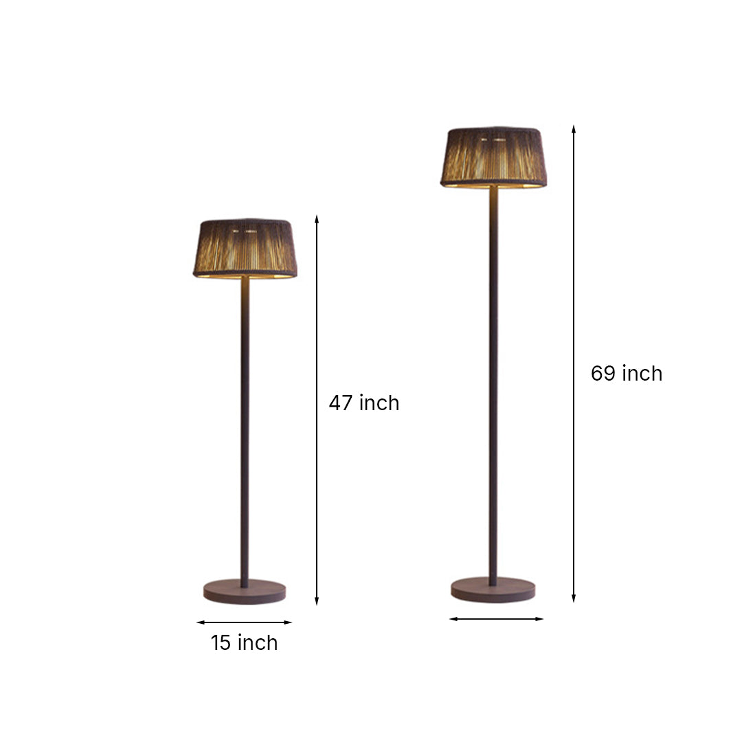 Waterproof Floor Lamp Mid Century Modern Woven Lampshade - Lamp Outdoor