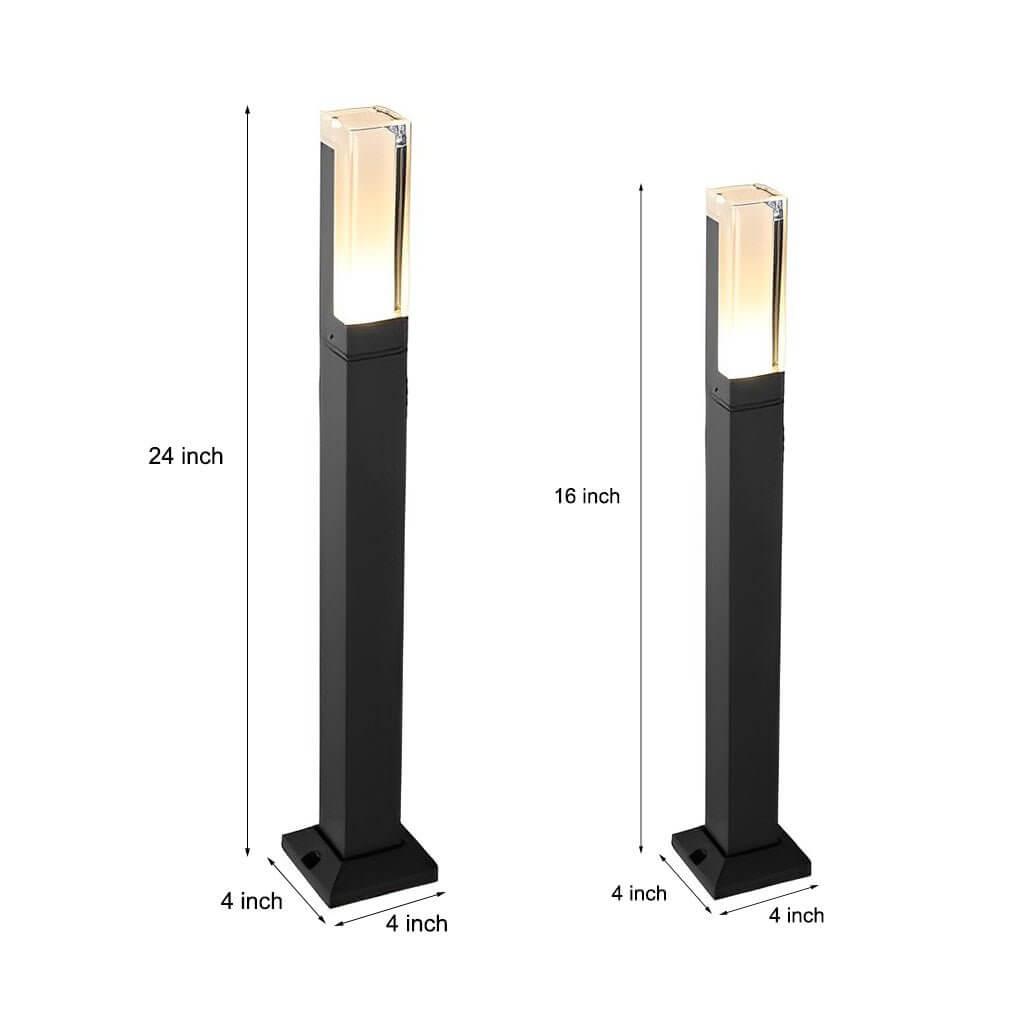 Sleek Cuboid Black Aluminum LED Bollard Lights Waterproof and Minimalist Design - Lamp Outdoor
