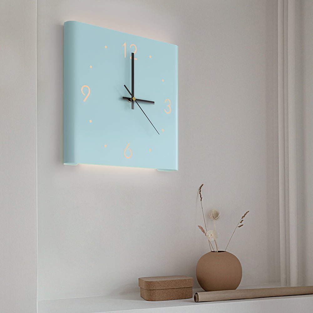 Square Metal Silent Backlit LED Corner Wall Clock Modern Wall Decor - Lamp Outdoor