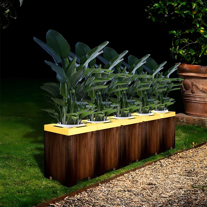 Square Waterproof Illuminated Planters Flower Pot LED RGB Solar Lights - Lamp Outdoor
