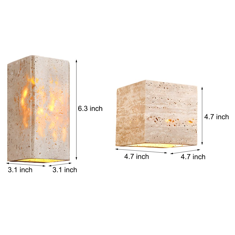 Wabi-Sabi Yellow Travertine LED Wall Sconce - Square/Rectangle - Lamp Outdoor