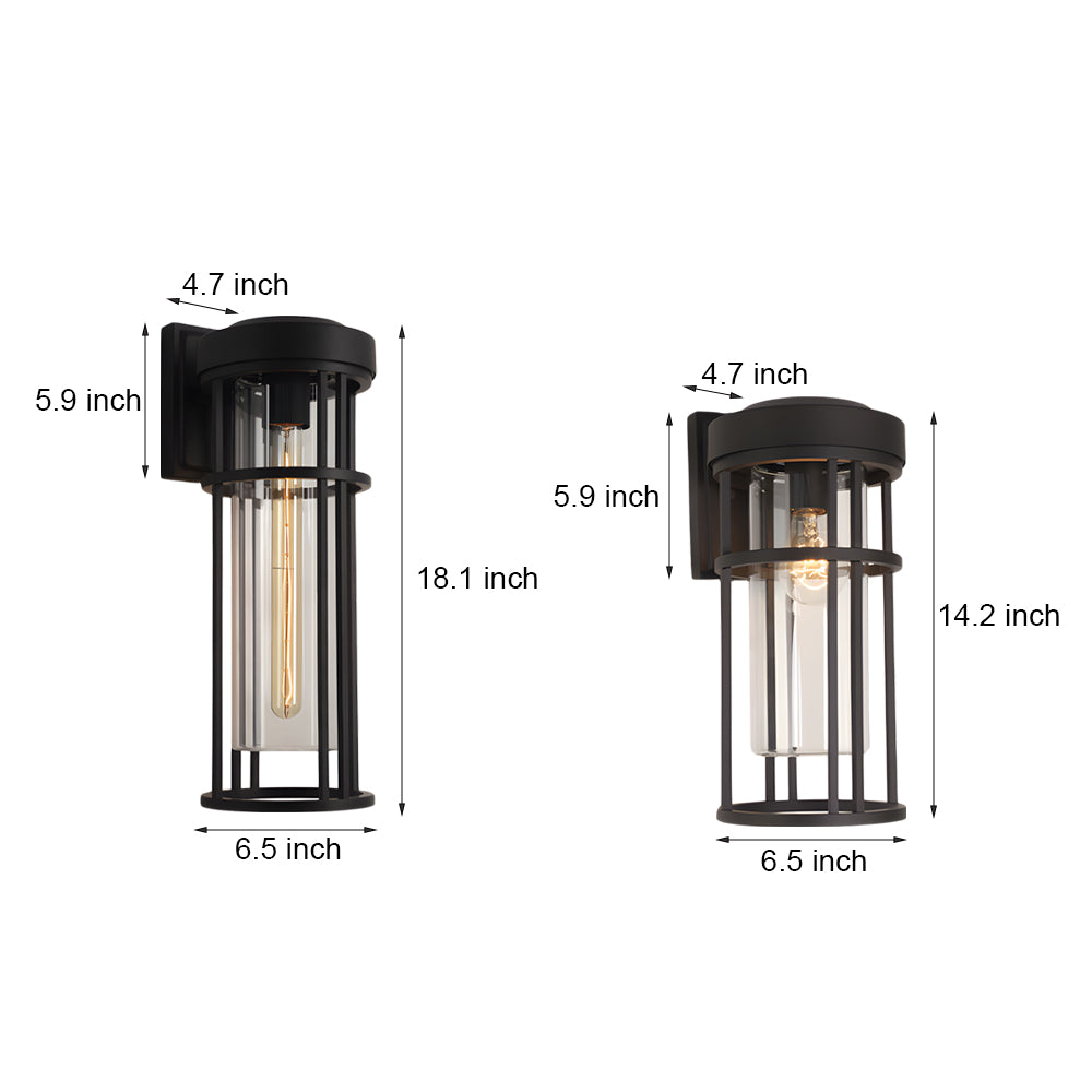 Waterproof Black Outdoor Wall Sconce Light Glass Lampshade Design - Lamp Outdoor