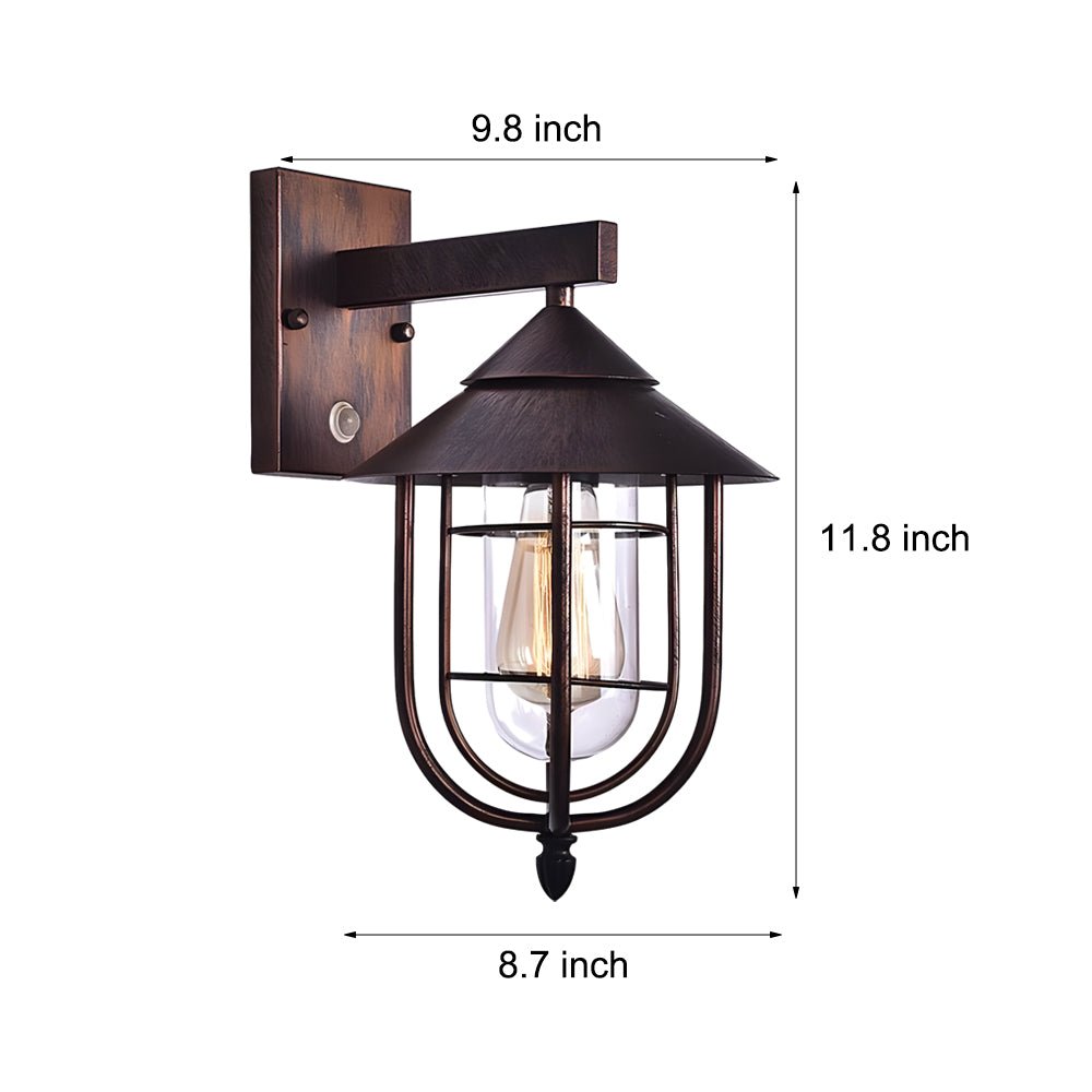 Waterproof Retro Iron Glass Motion Sensor Black Modern Outdoor Wall Lights - Lamp Outdoor