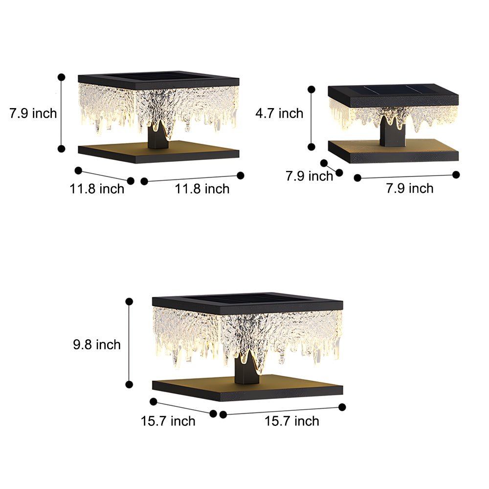 Waterproof Square Creative LED Black Modern Solar Fence Post Lights - Lamp Outdoor