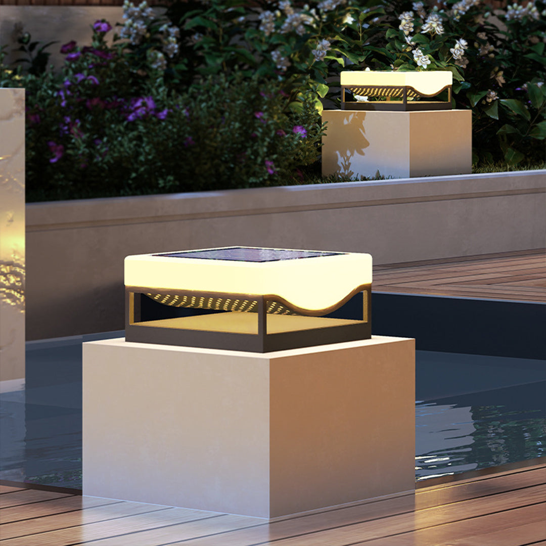 Contemporary Outdoor Pillar Lights Waterproof Solar-Powered - Lamp Outdoor