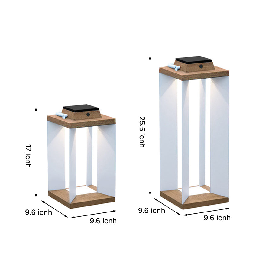 Solar Waterproof Wooden White Floor Lamp Modern Style - Lamp Outdoor