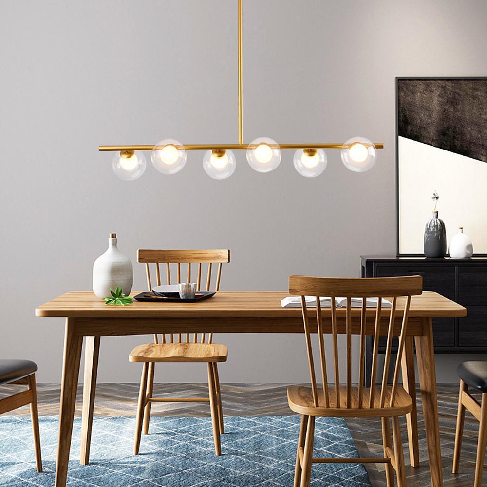 Nordic Style Modern Design Sphere Chandelier Metal Glass Ceiling Light 6 Bulbs - Lamp Outdoor