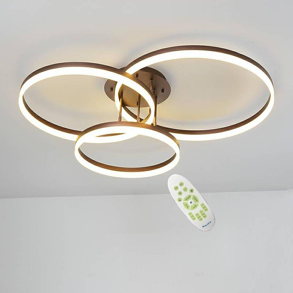 Metal Acrylic Ringed Large Flush Mount Ceiling Light with 3 Adjustable LED Lights - Lamp Outdoor